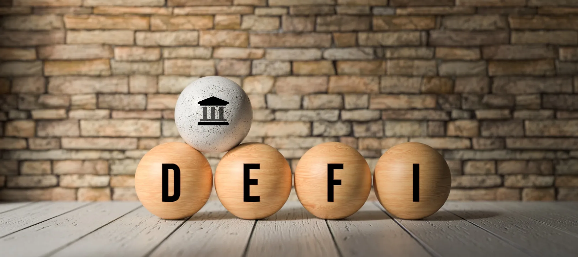 spheres with message DEFI - 3d illustration