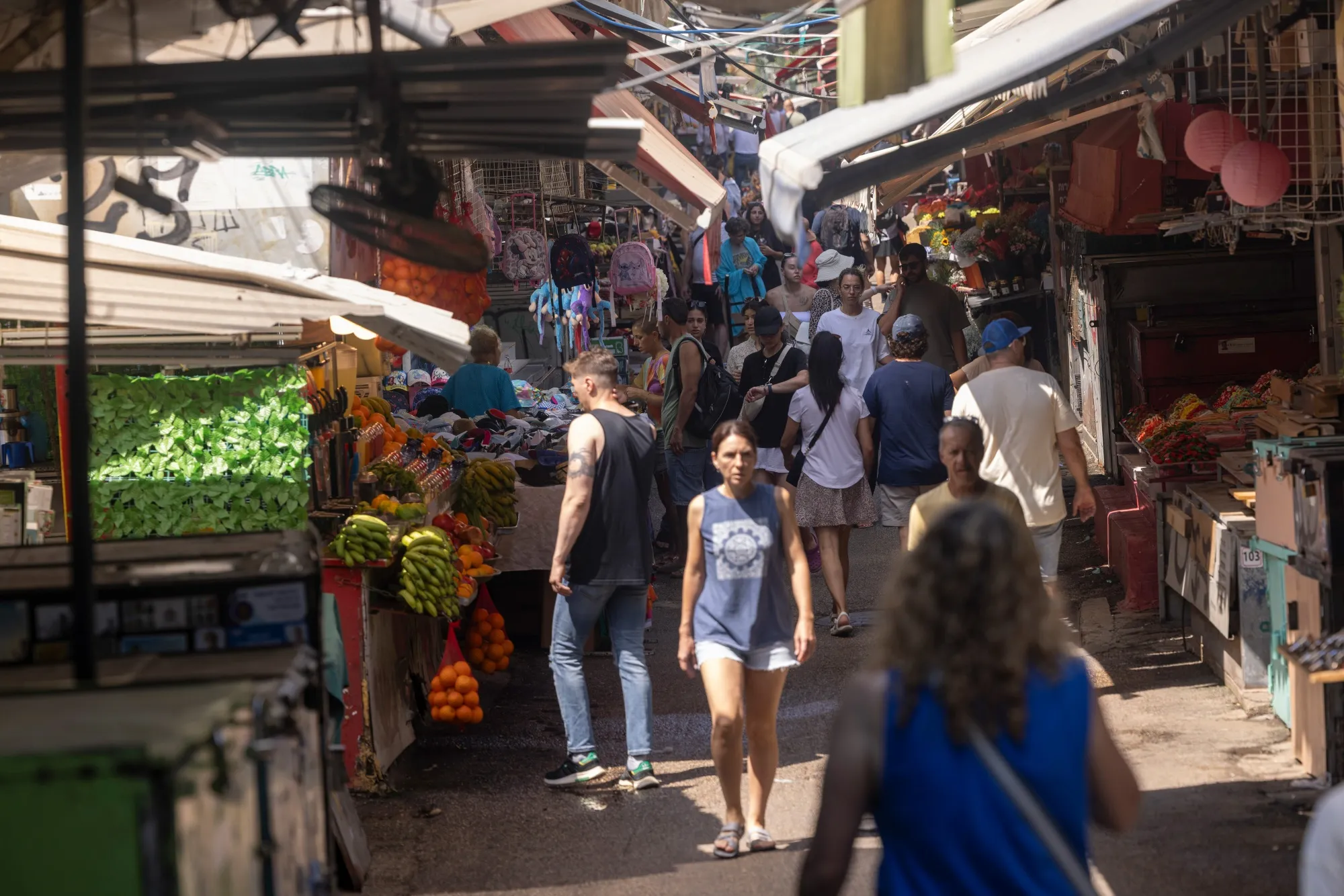 Shoppers at Carmel market in Tel Aviv.