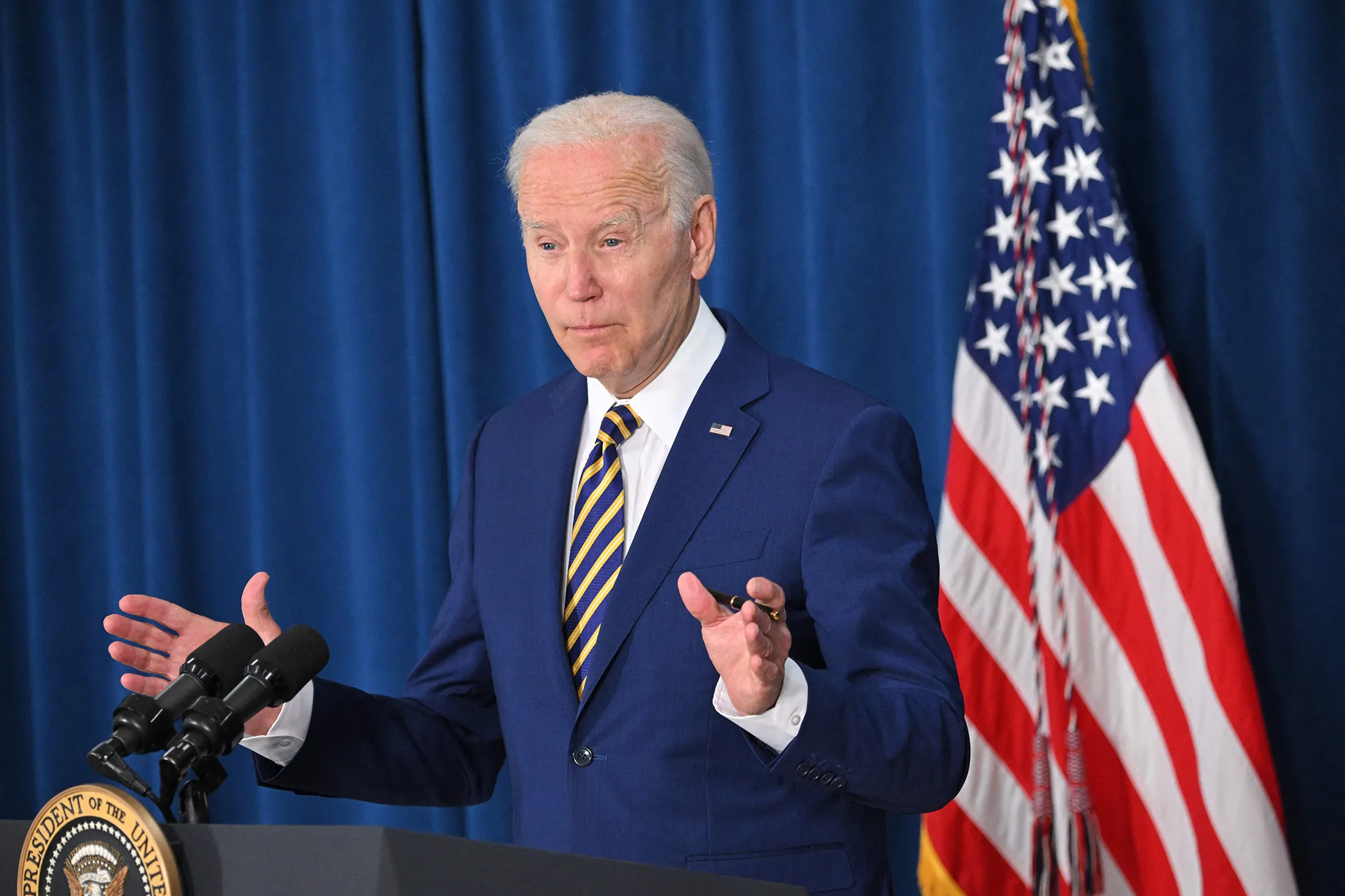 President Joe Biden speaks from the Rehoboth Beach Convention Center on June 3.