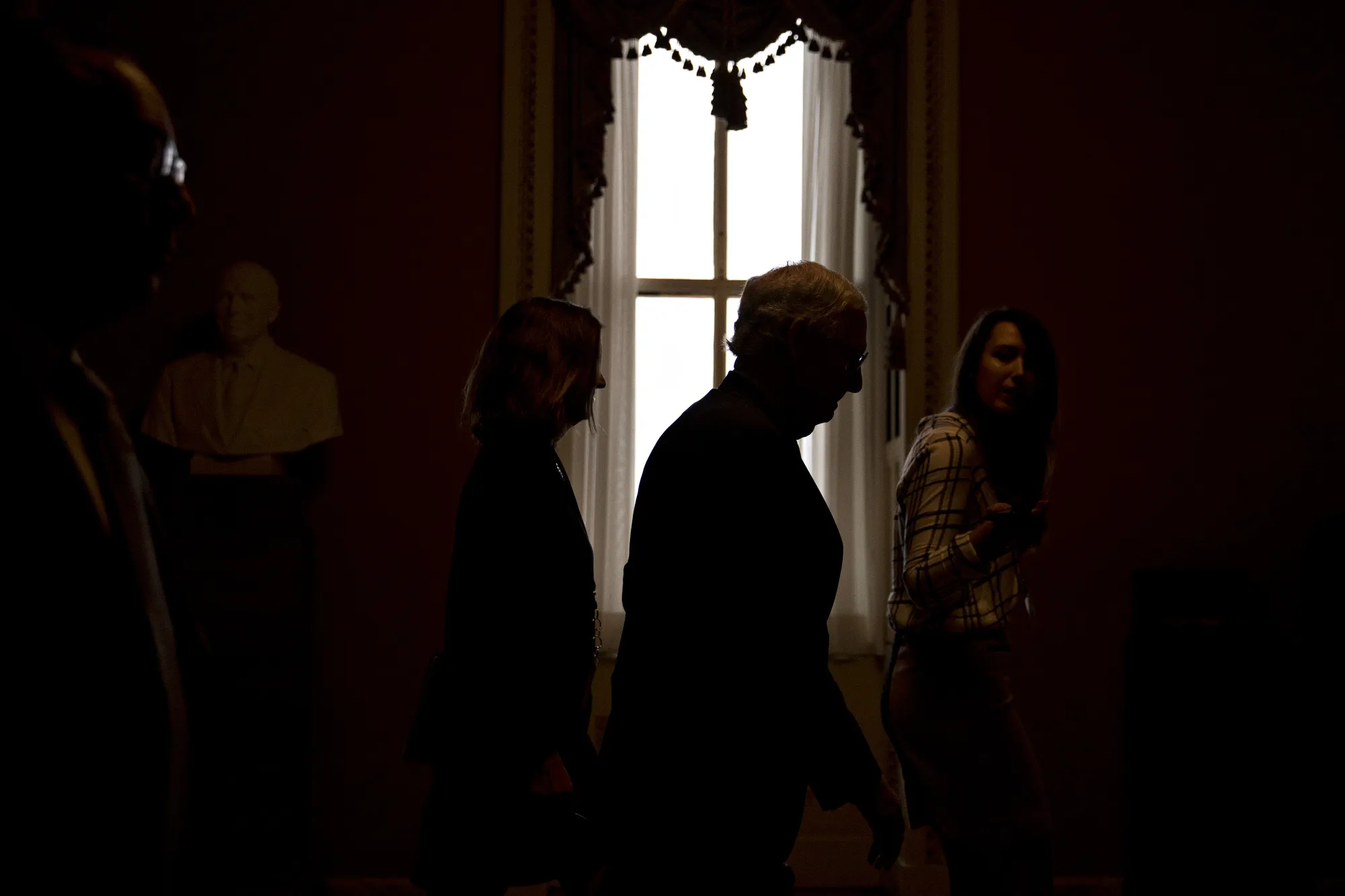 Senate Majority Leader Mitch McConnell walks to the Senate floor before voting at the U.S Capitol in Washington, D.C., U.S., on Saturday, Oct. 6, 2018.&nbsp;