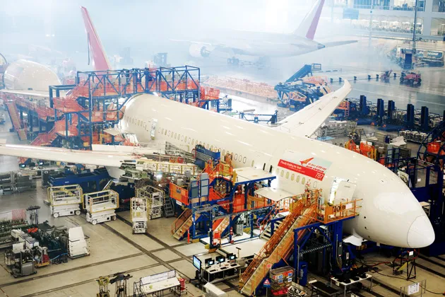 Two Air India 787 Dreamliner aircraft are seen at the Boeing production facilities in North Charleston, South Carolina.