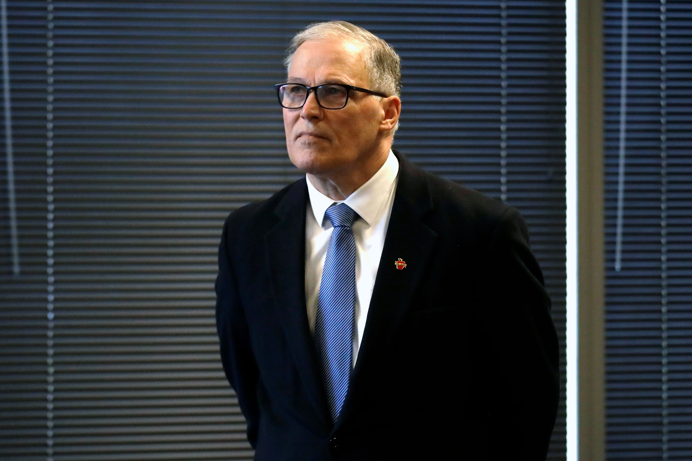 Governor Jay Inslee at a news conference about the coronavirus outbreak in Seattle on March 16, 2020. 