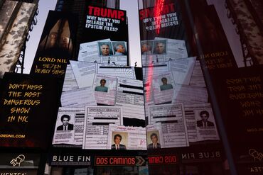Billboard in Times Square Calls For Release Of Epstein Files