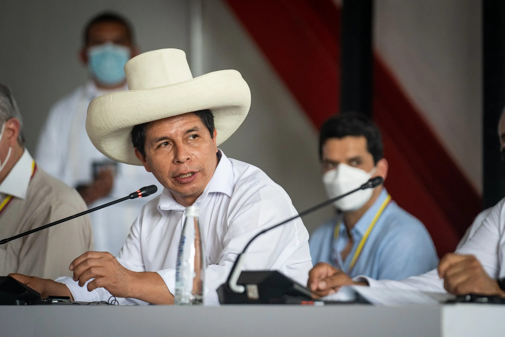 Pedro Castillo during a presidential summit of the Pacific Alliance in Bahia Malaga, Colombia, on, Jan. 26..