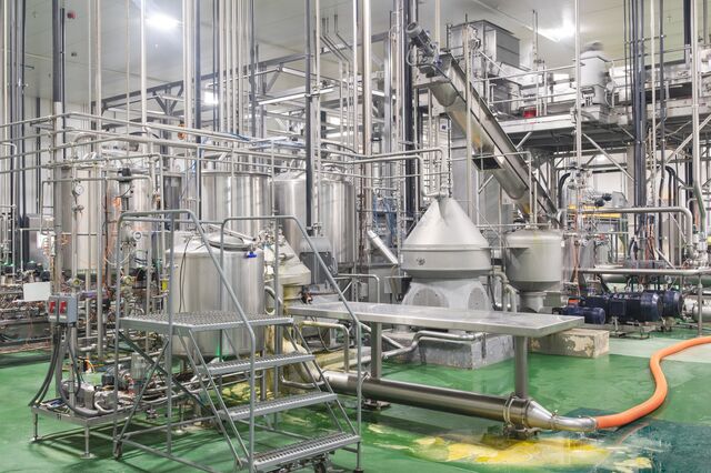 Steel machines used for producing lemonade.