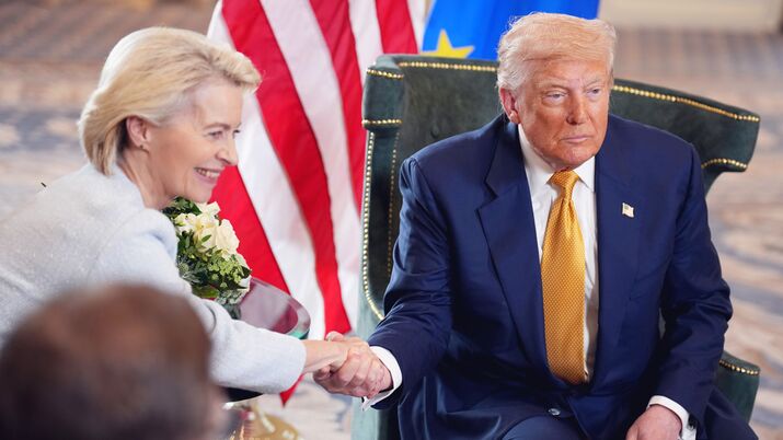 Von der Leyen and Donald Trump on July 27.