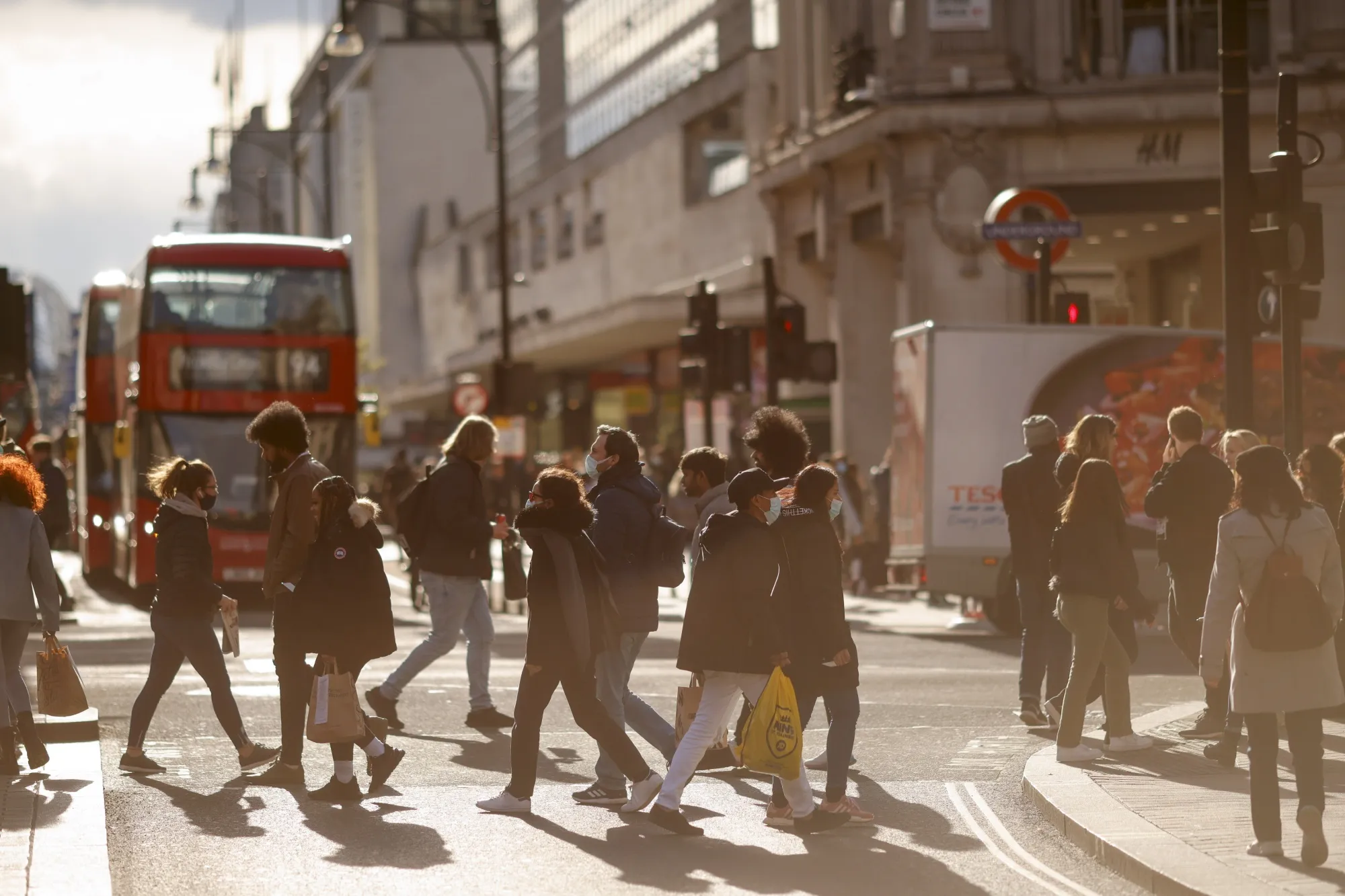 Oxford Circus in the early evening in London.