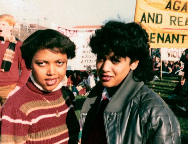 Kamala Harris at an anti-apartheid protest during her freshman year at Howard University in 1982.