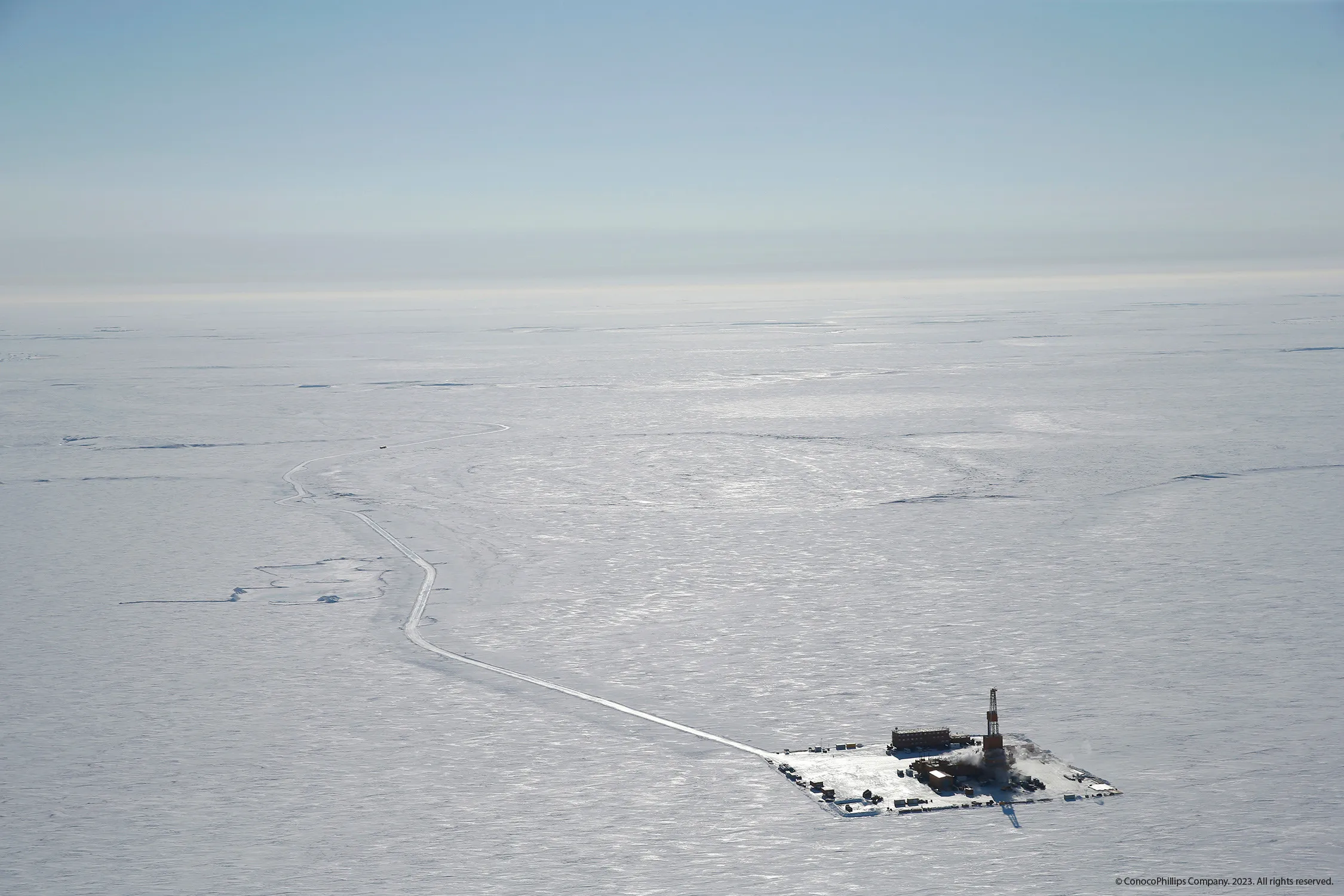 An exploratory drilling camp at the proposed site of the Willow oil project on Alaska's North Slope.