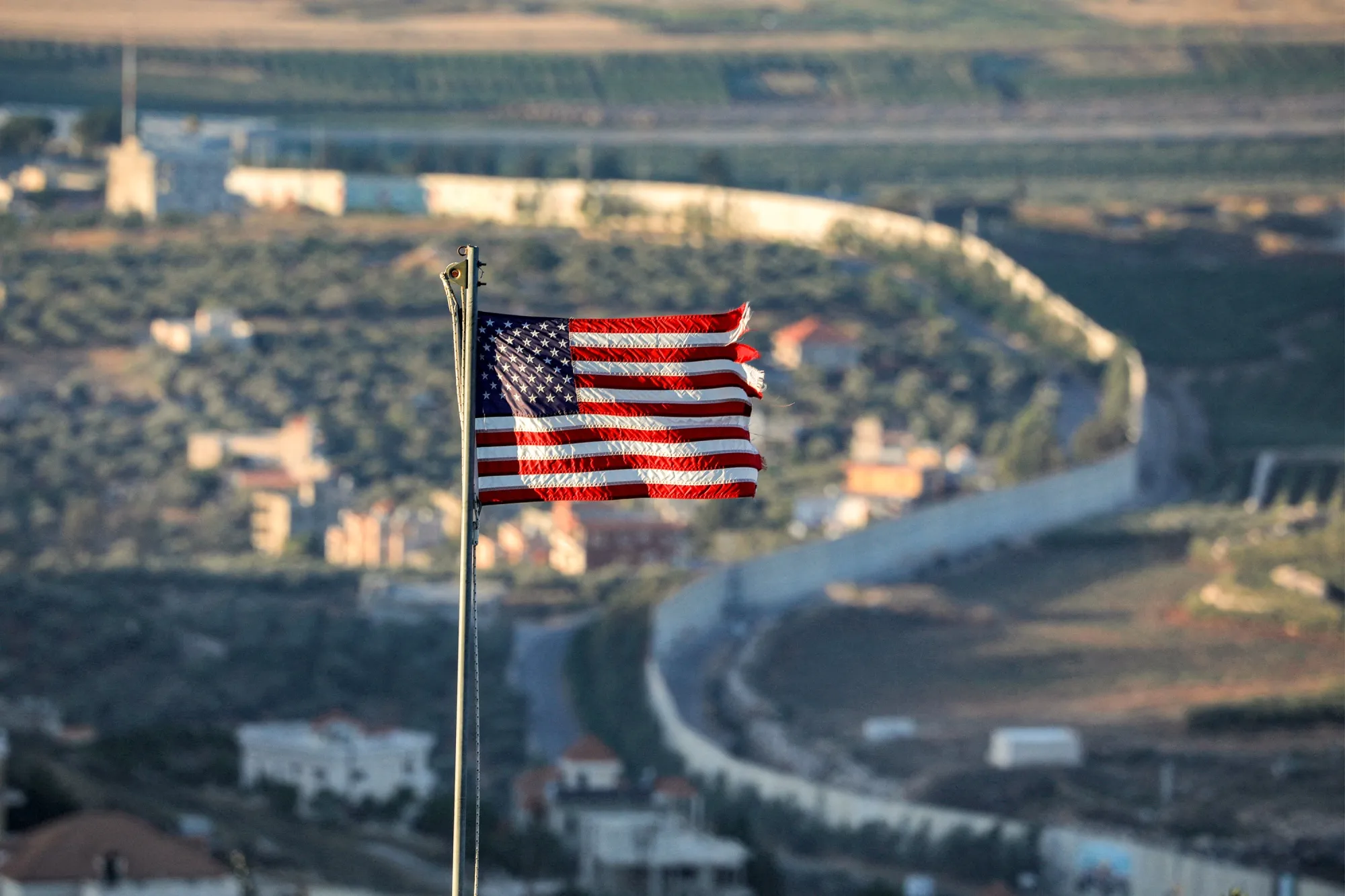 A US flag near Misgav Am, Israel.