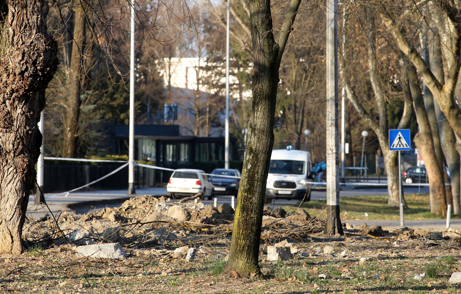 Debris and crater caused by a crashed Russian-made Tu-141 drone, in Zagreb, Croatia on March 11.