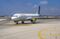Vueling airliner rolling on the apron of the airport, Barcelona, ??Spain