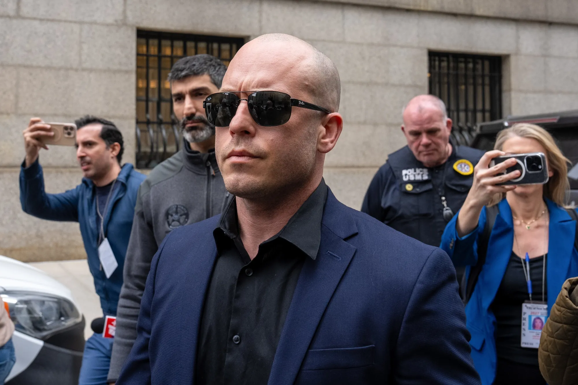 Gannon Ken Van Dyke exits federal court in New York on April 28.
