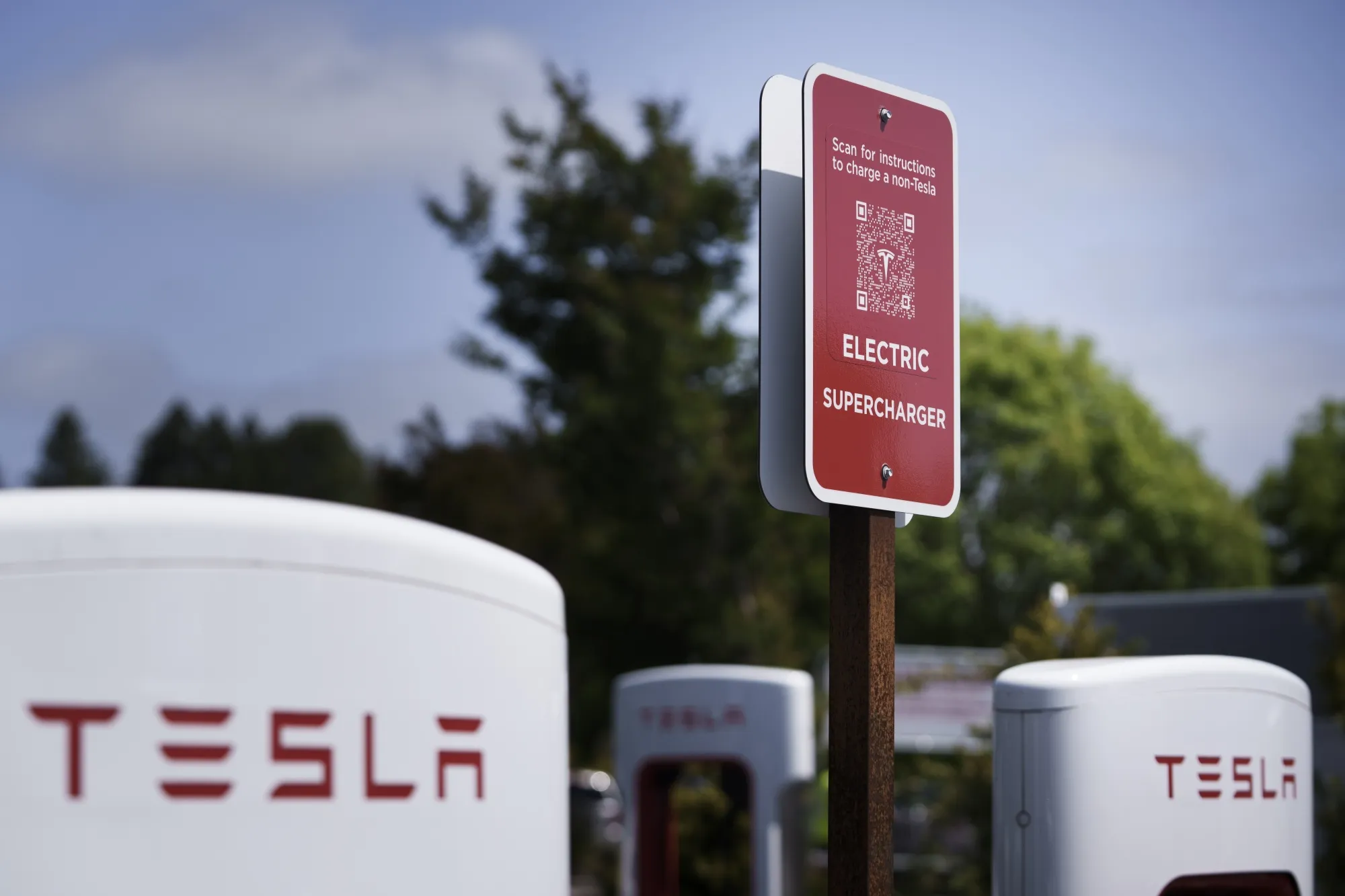 A Tesla Supercharger location in Scotts Valley, California, US.