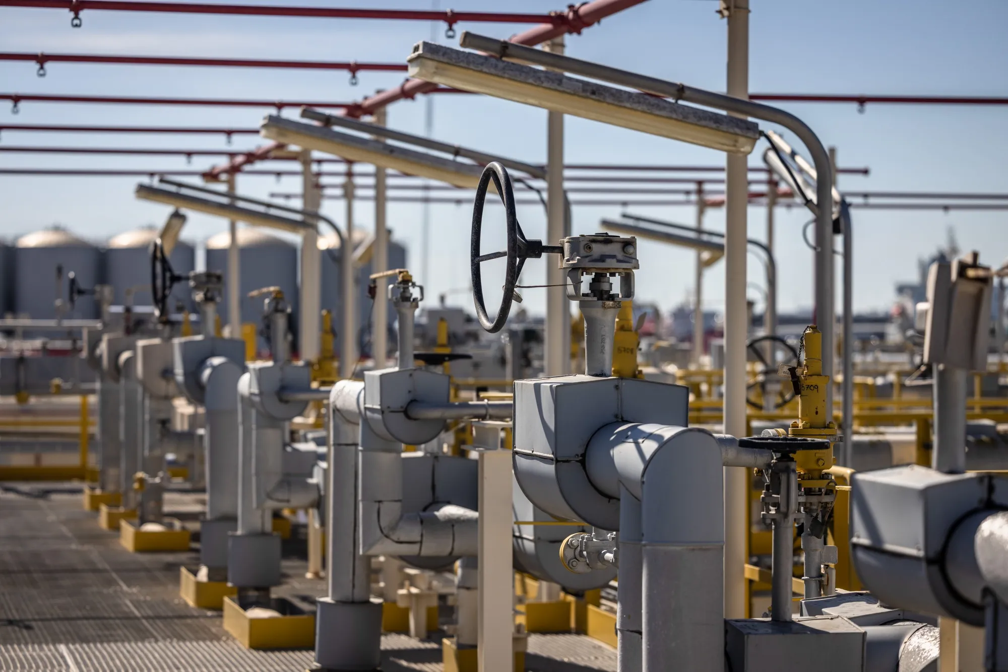 A liquid natural gas storage and distribution facility at the port of Barcelona.