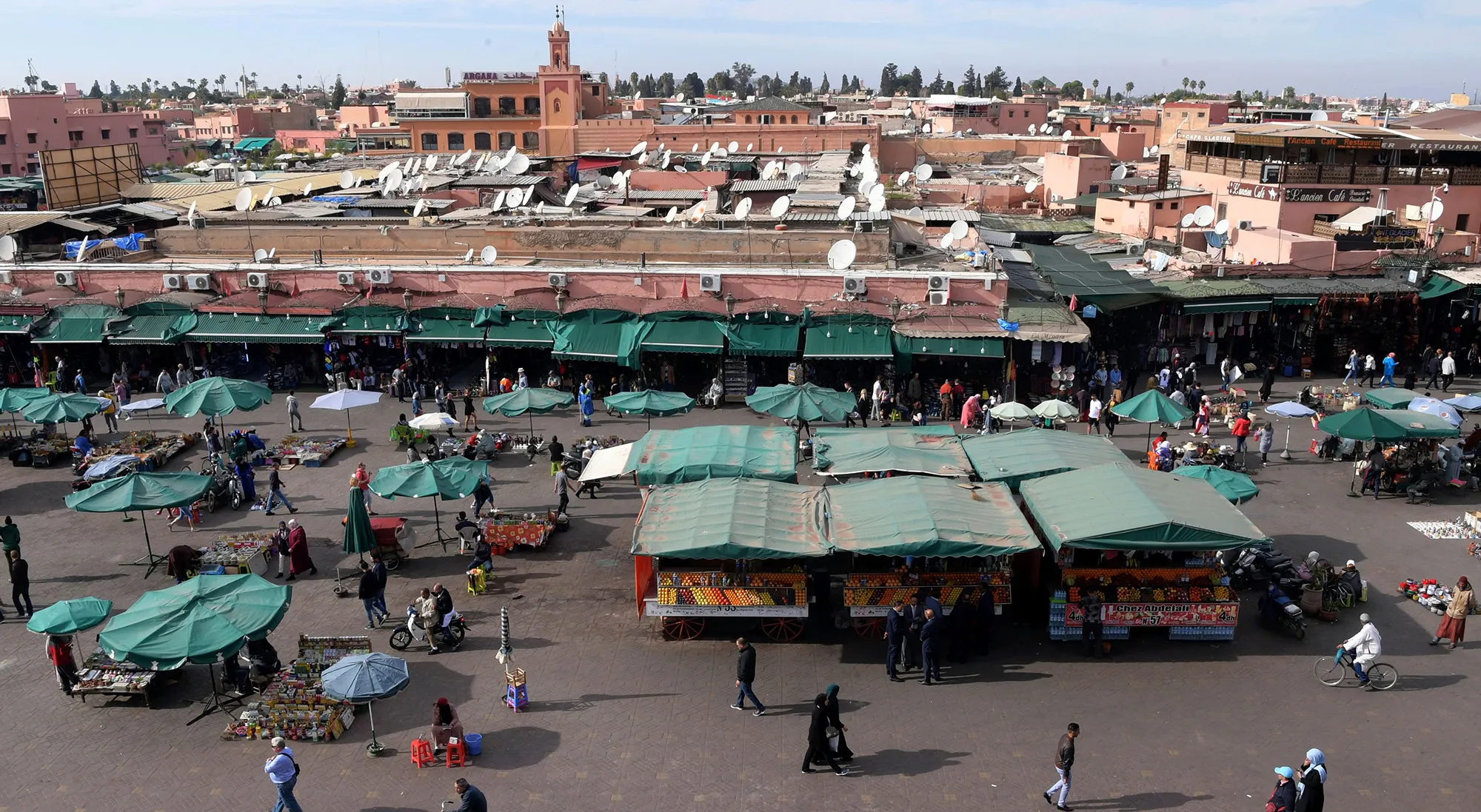 Jemaa el-Fnaa square and market place&nbsp;in Marrakesh's medina quarter, Morocco.&nbsp;