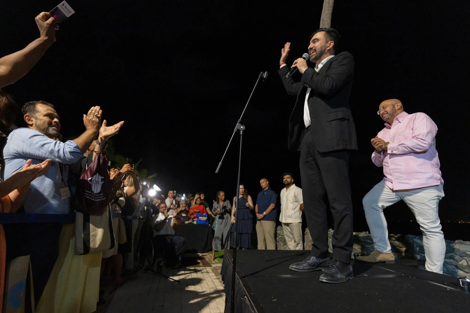 Attendees applaud as New York City Mayor-elect Zohran Mamdani speaks during the SOMOS Puerto Rico conference in San Juan on&nbsp;Nov. 6.
