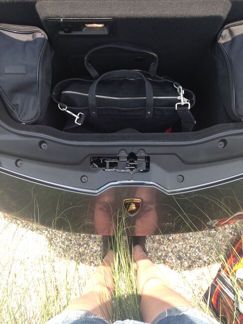The trunk of the Huracan will fit one weekend tote.