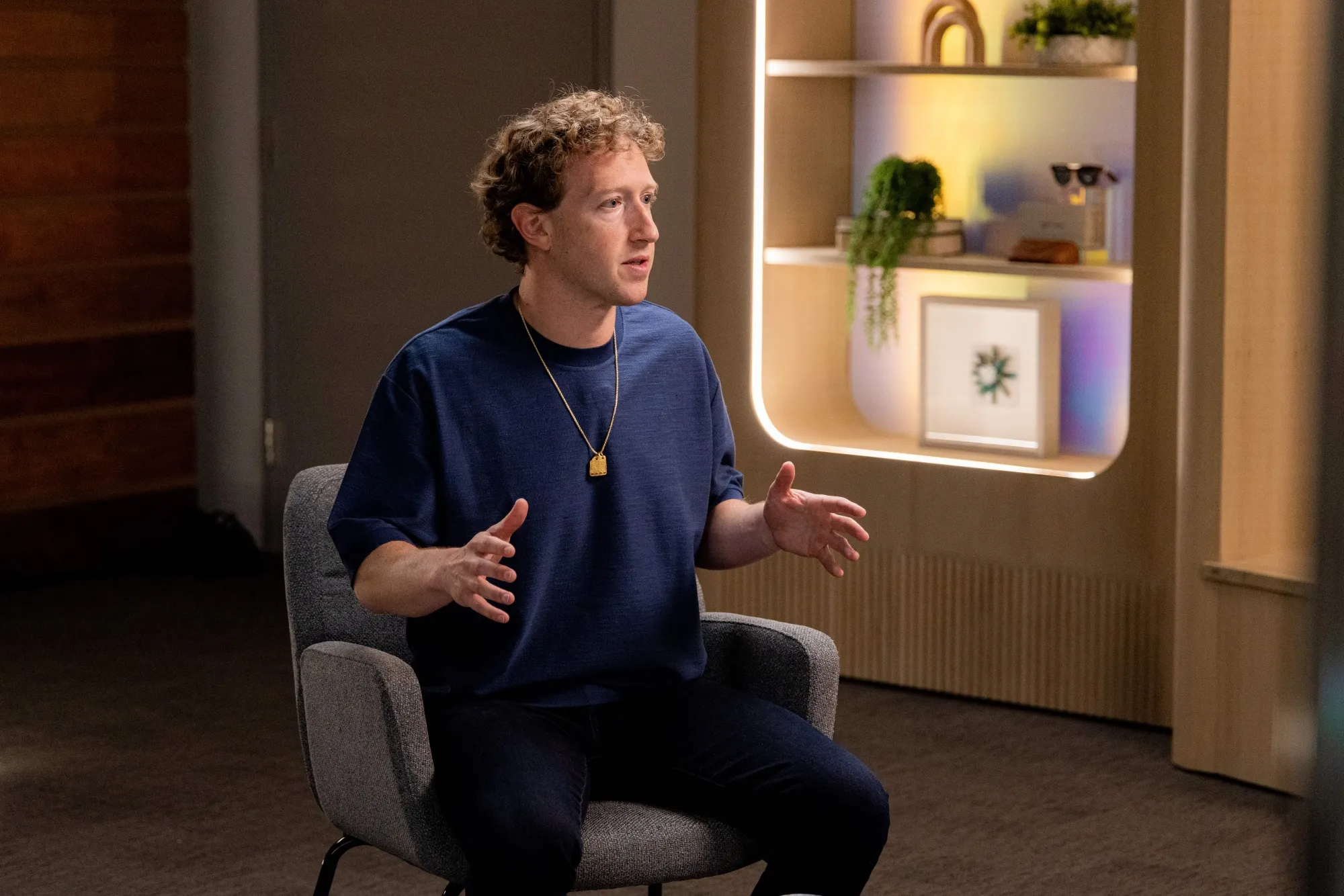 Mark Zuckerberg, chief executive officer of Meta Platforms Inc., at the company’s&nbsp;headquarters in Menlo Park, California.