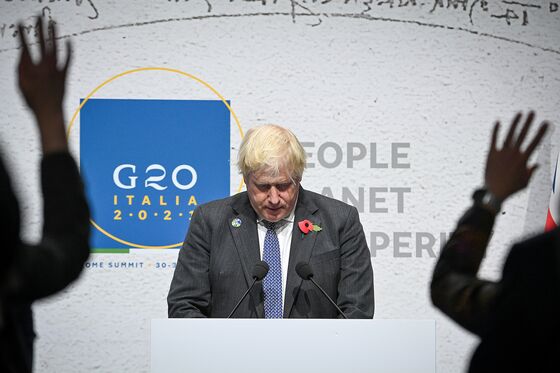 U.K.’s Johnson Says G-20 Climate Pledges Are Drop in the Ocean