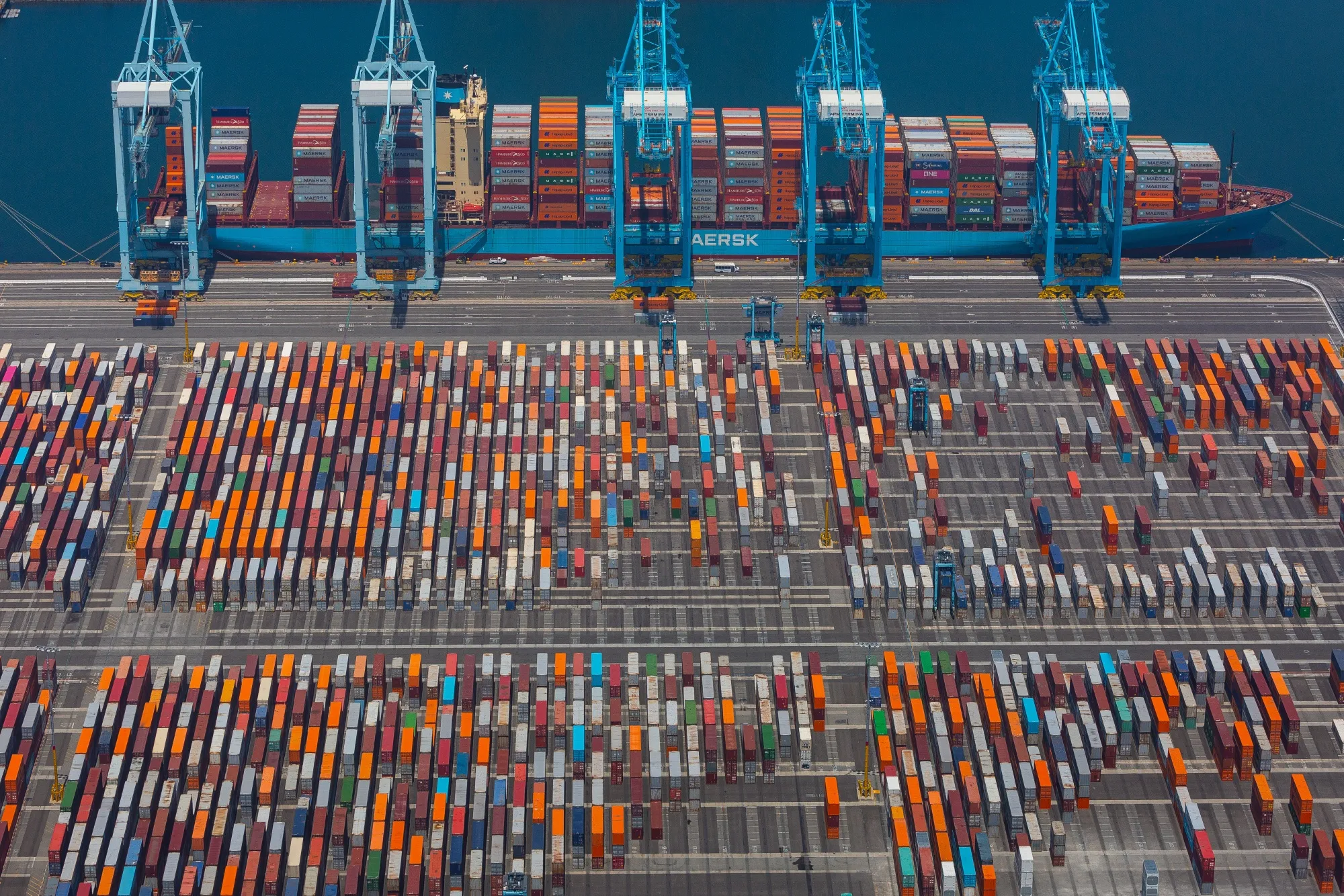 A container ship at the Port of Los Angeles in California.