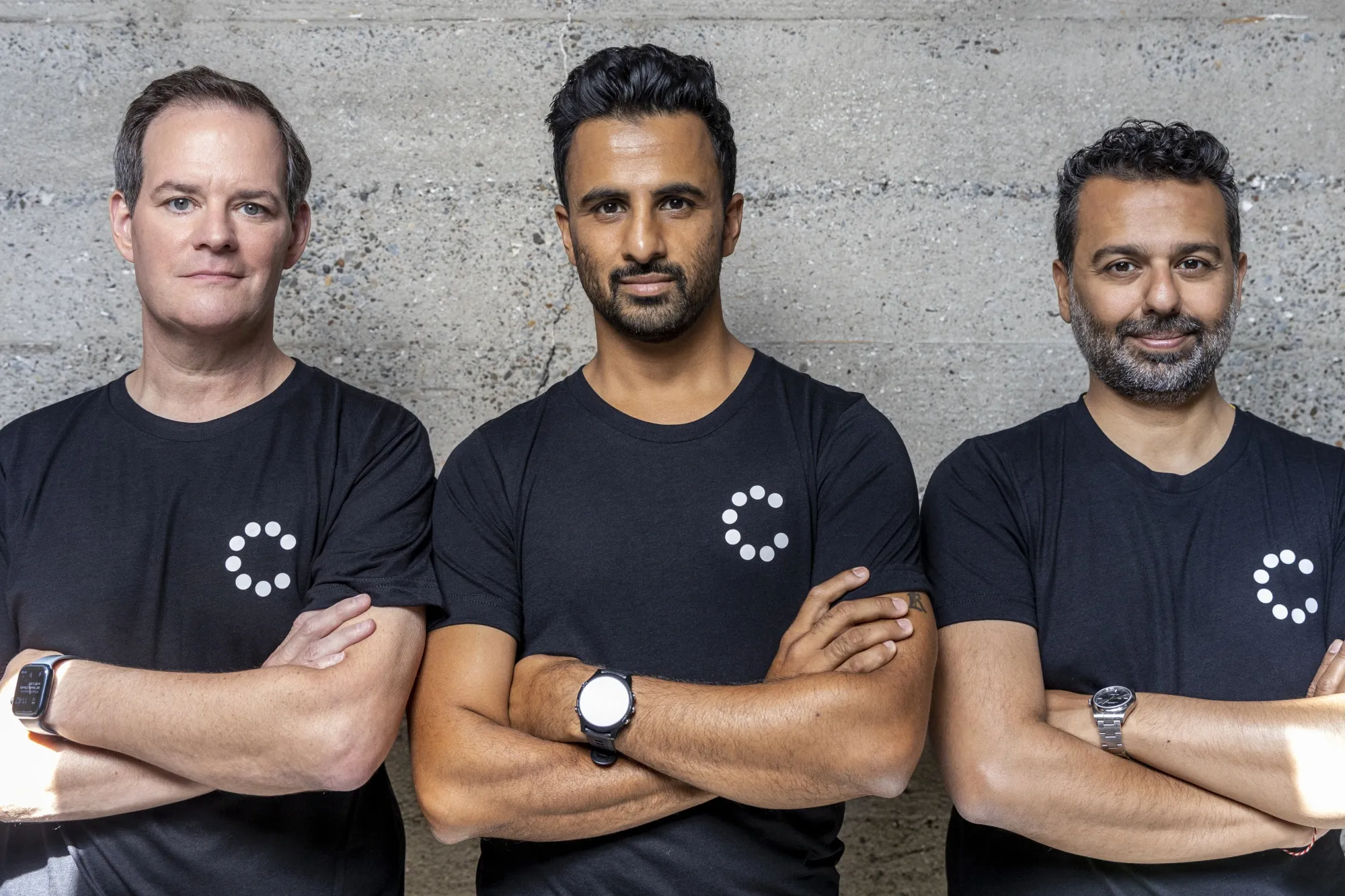 The Coterie co-founders Christopher Boies, from left, Ethan Agarwal, and Jeson Patel
