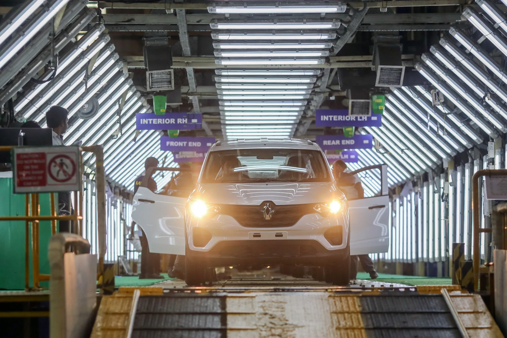 Renault SA vehicles on the production line at the manufacturing plant in Chennai, India.