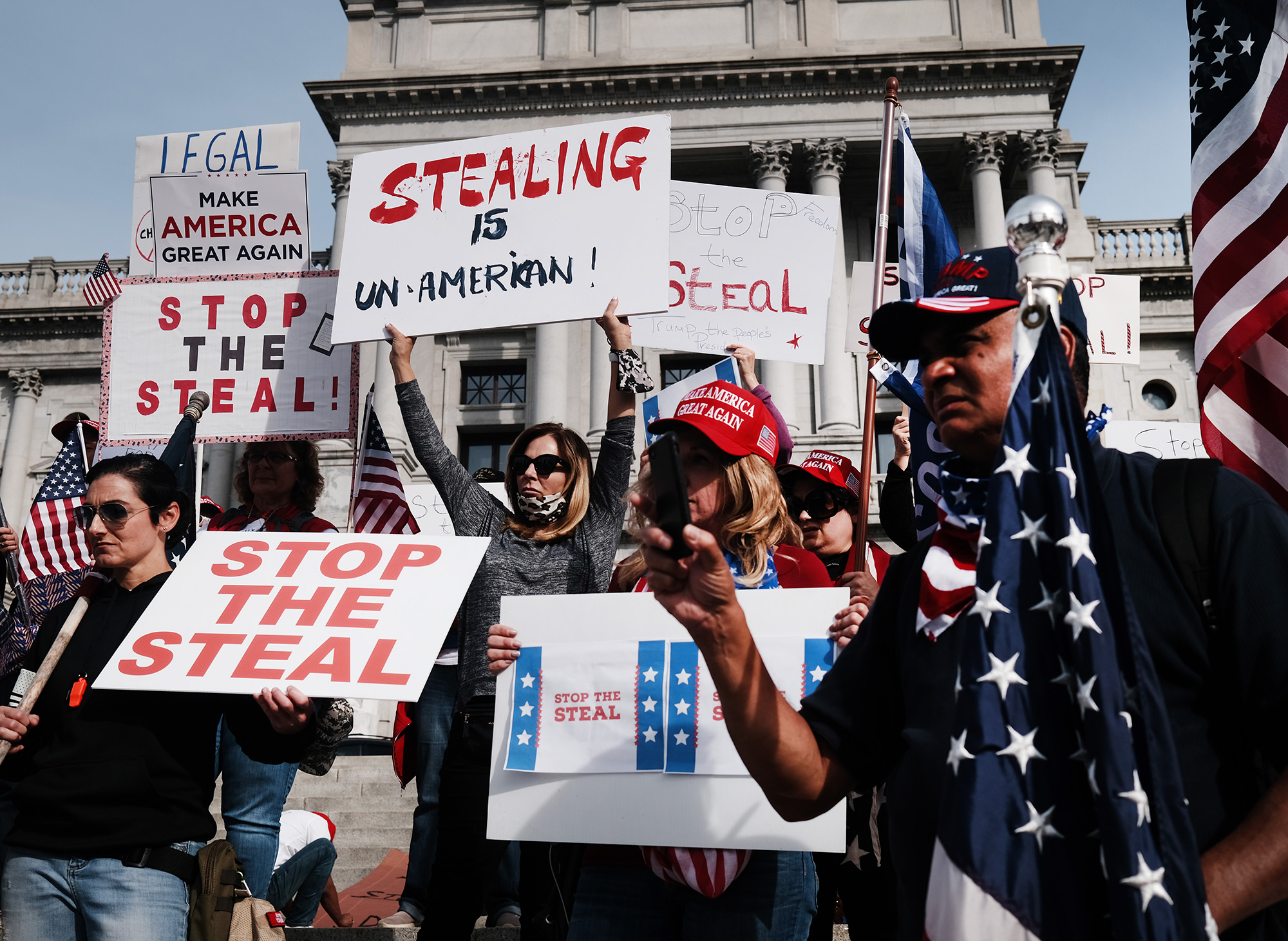 Protesters on the steps of the State Capital in&nbsp;Harrisburg, Pennsylvania on Nov. 5.