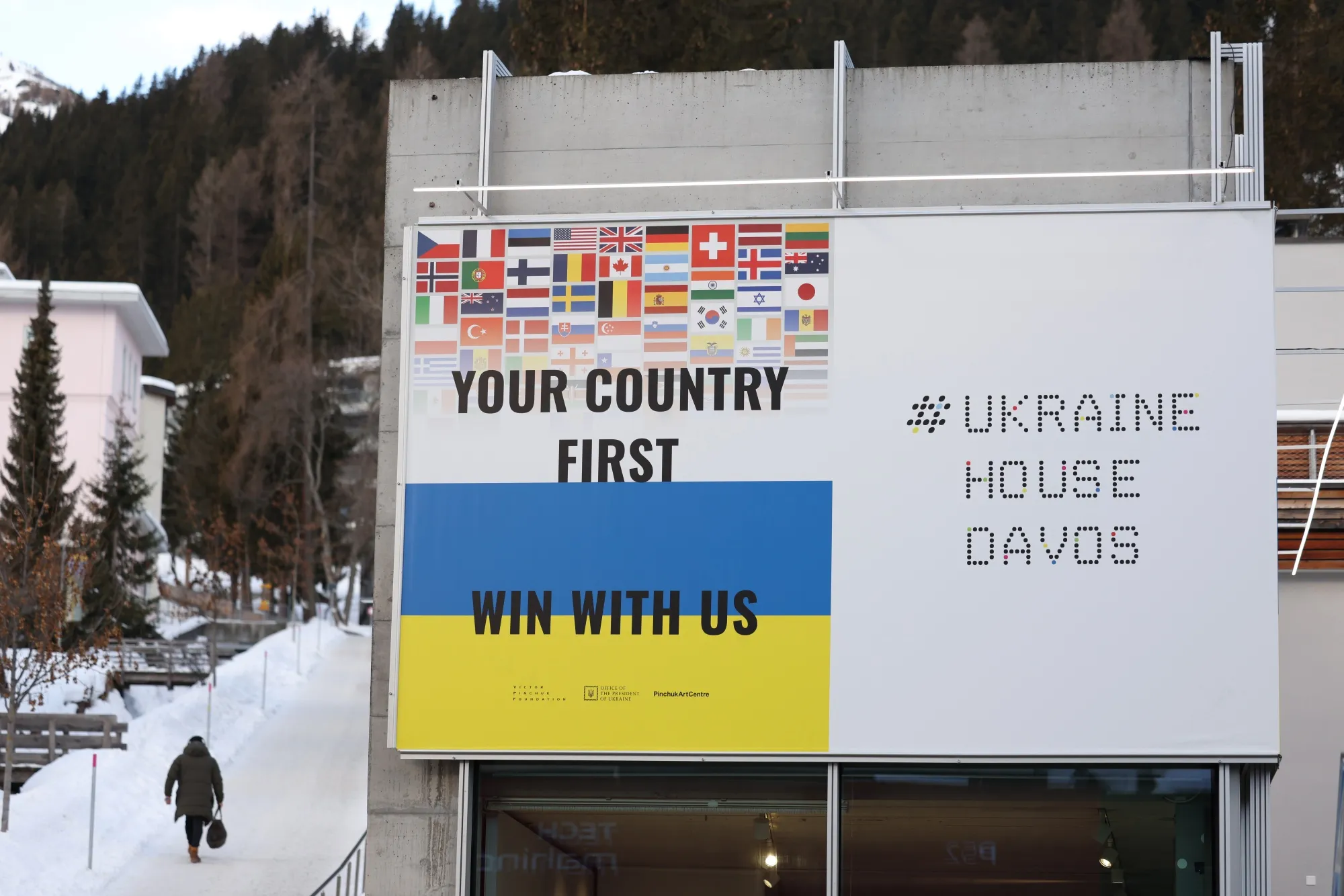 A view of the Ukraine House pavilion at the World Economic Forum in Davos, Switzerland.