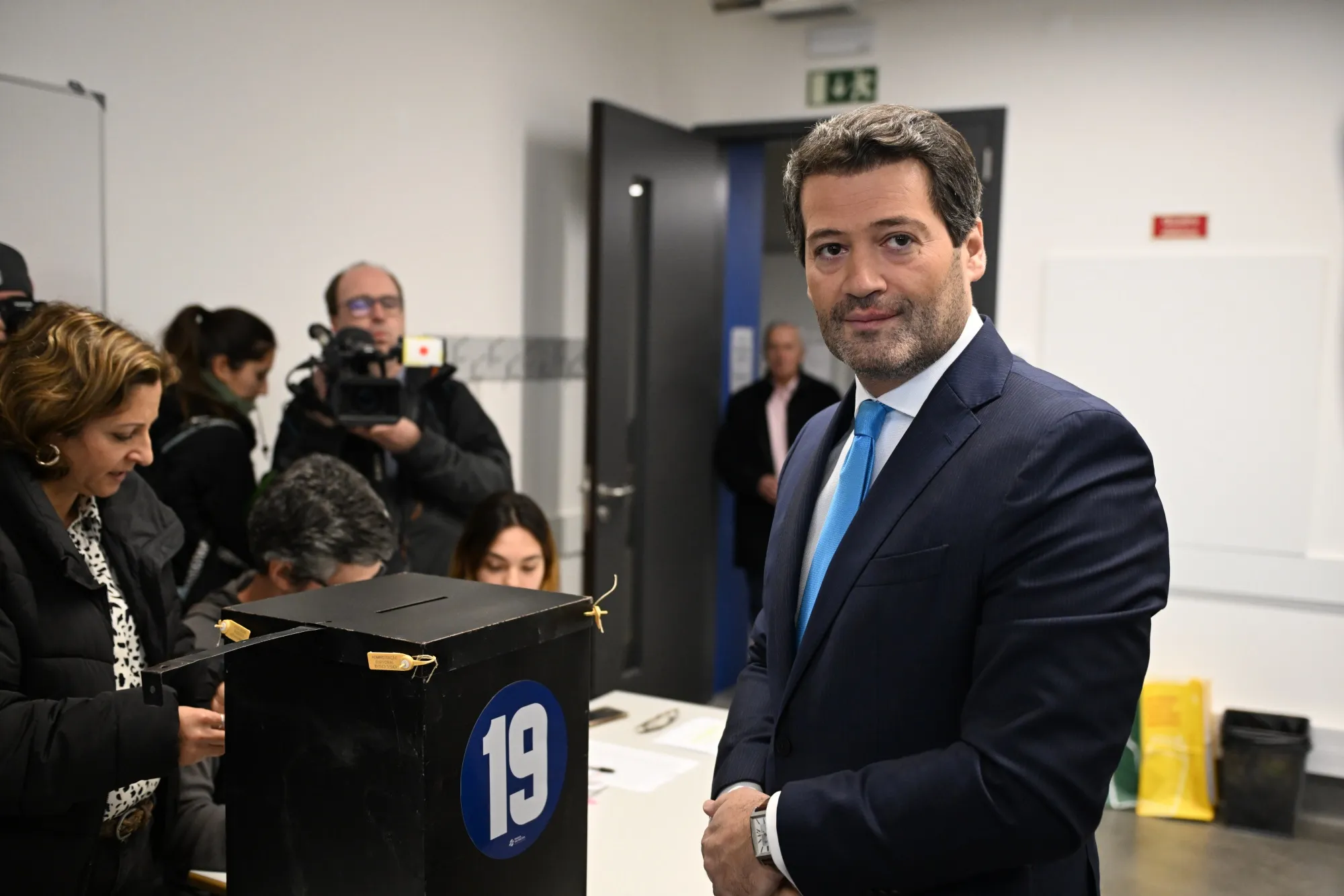 Andre Ventura votes at a polling station during the general election in Lisbon, Portugal&nbsp;on&nbsp;March 10.