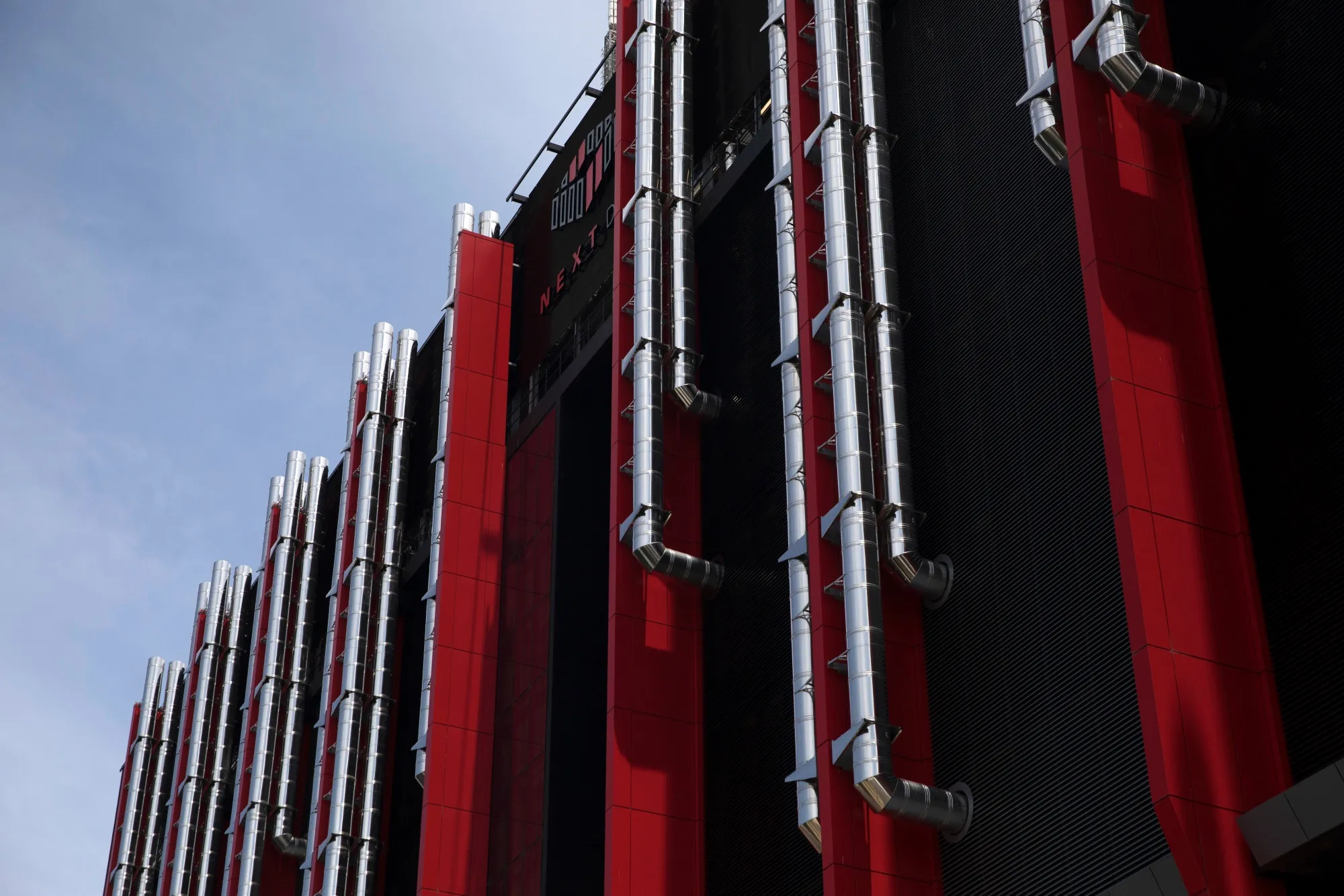 Exhaust pipes on a NextDC data center in Sydney, Australia.  