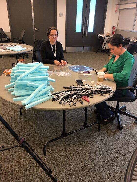 Hospital Workers Make Masks From Office Supplies Amid U.S. Shortage