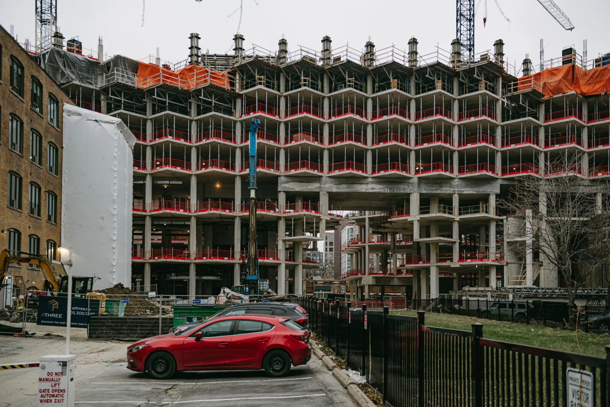A condo building under construction in Toronto.