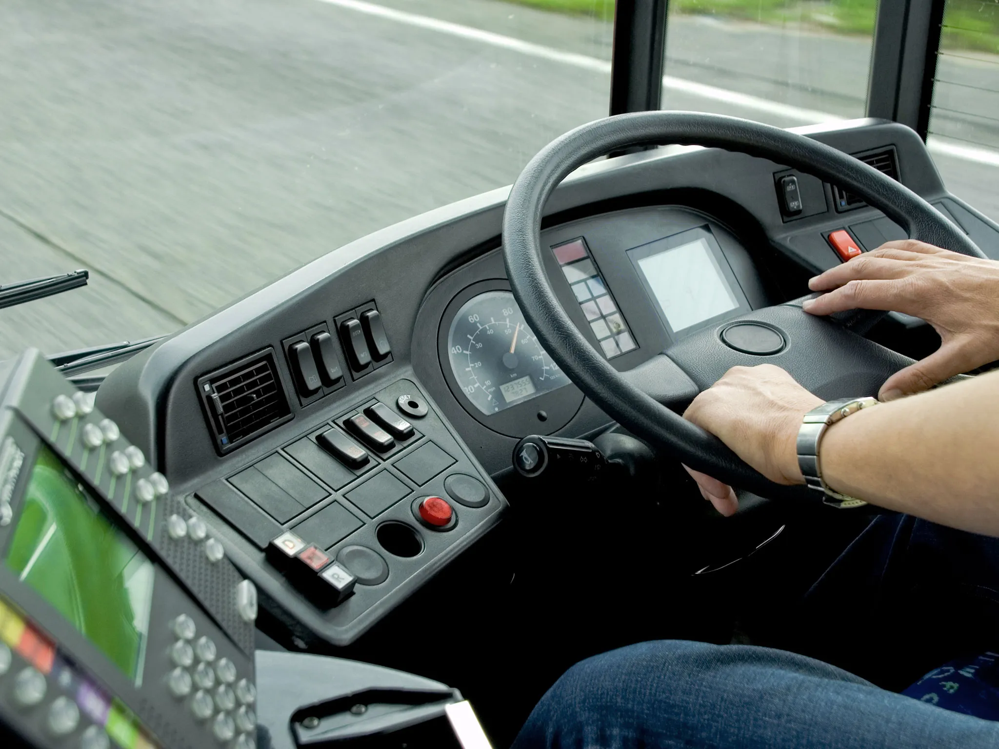 Concentrating while driving a bus at 50mph.
