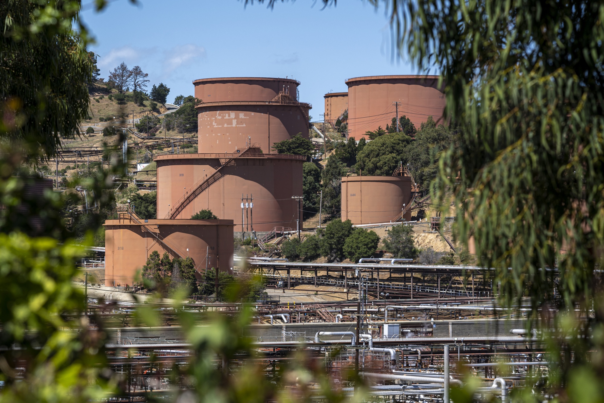 Storage tanks at the Chevron refinery in Richmond, California.
