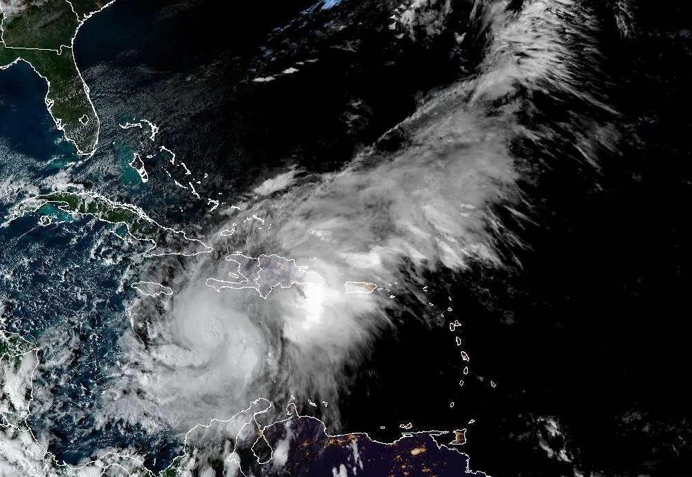 Tropical Storm Melissa off the coasts of Jamaica and Haiti on Oct. 24.