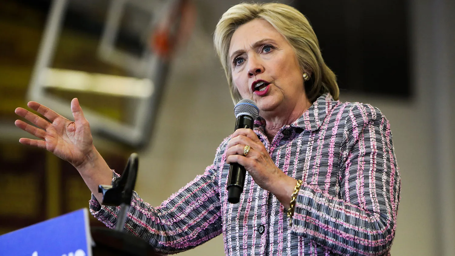 Democratic presidential candidate Hillary Clinton addresses supporters during a campaign rally on June 5, 2016, in Sacramento, California.

