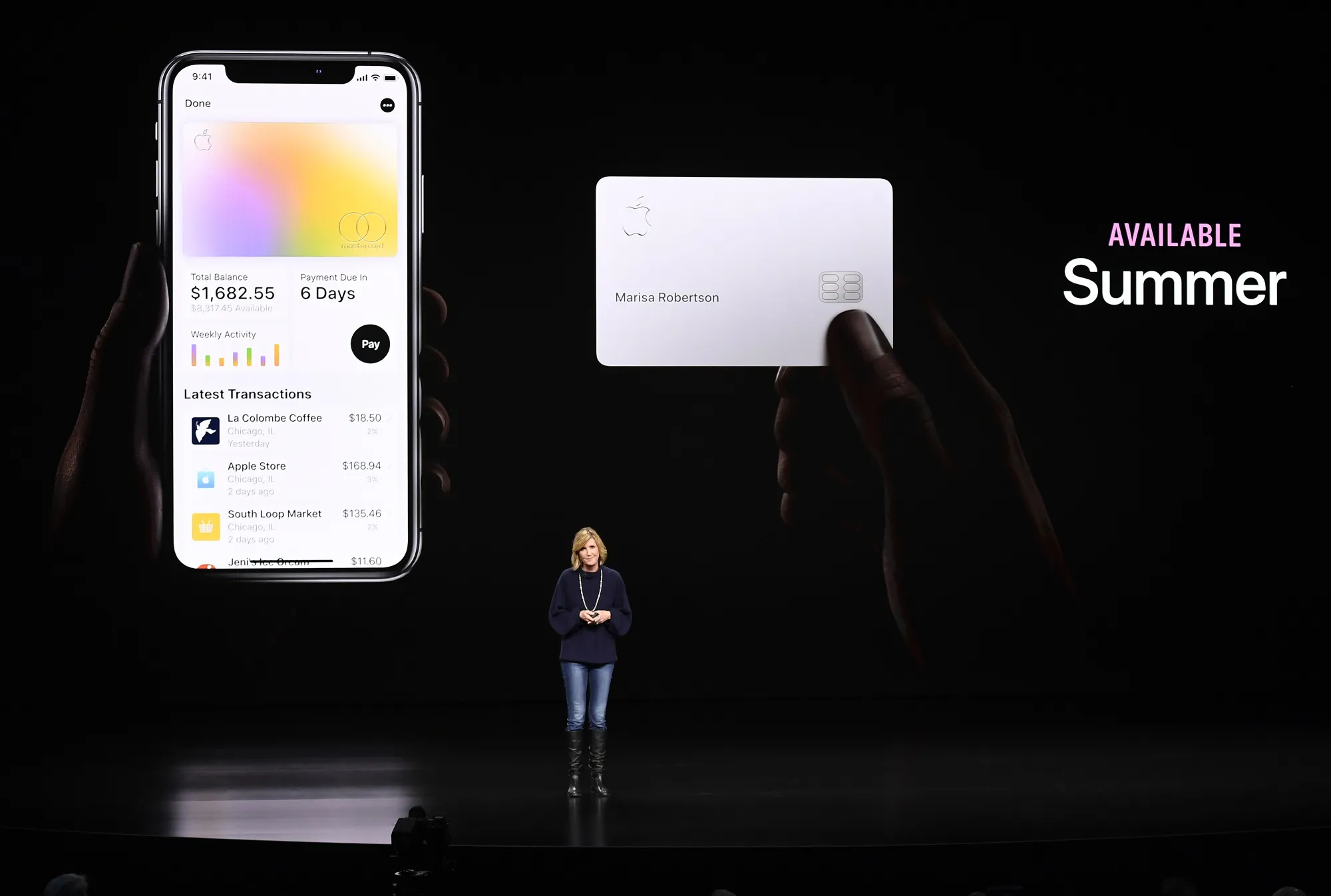 Jennifer Bailey, vice president at Apple Inc., introduces the&nbsp;the Apple Card.
