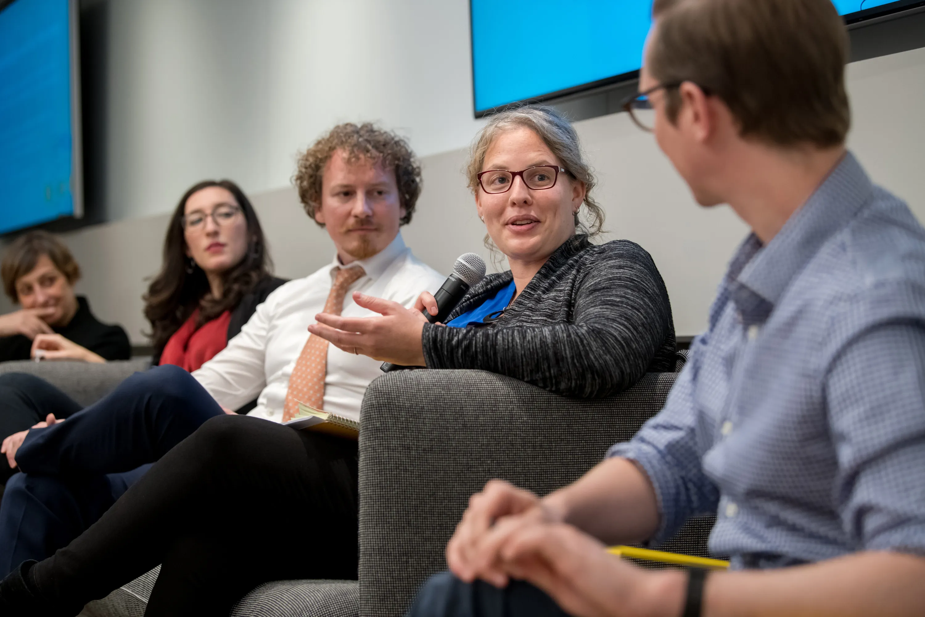 Rachael Weiss Riley, director of the Two Sigma Data Clinic, second from right.