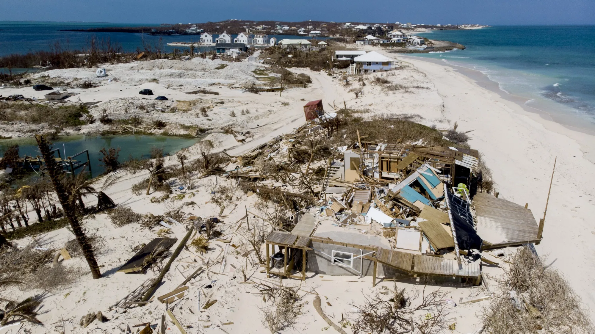 A damaged home in Elbow Key Island, Bahamas, in 2019.