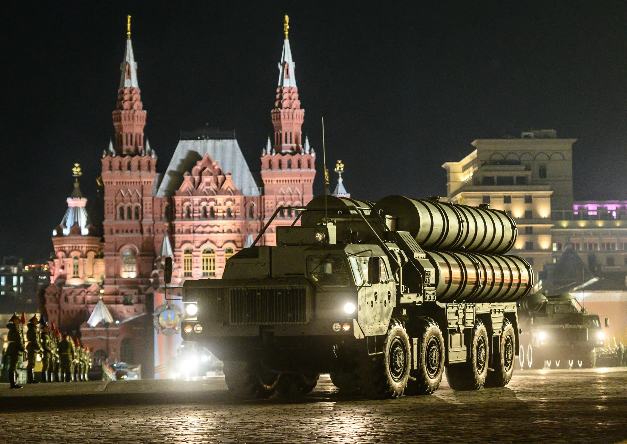 S-400 Triumf surface-to-air missile launchers.