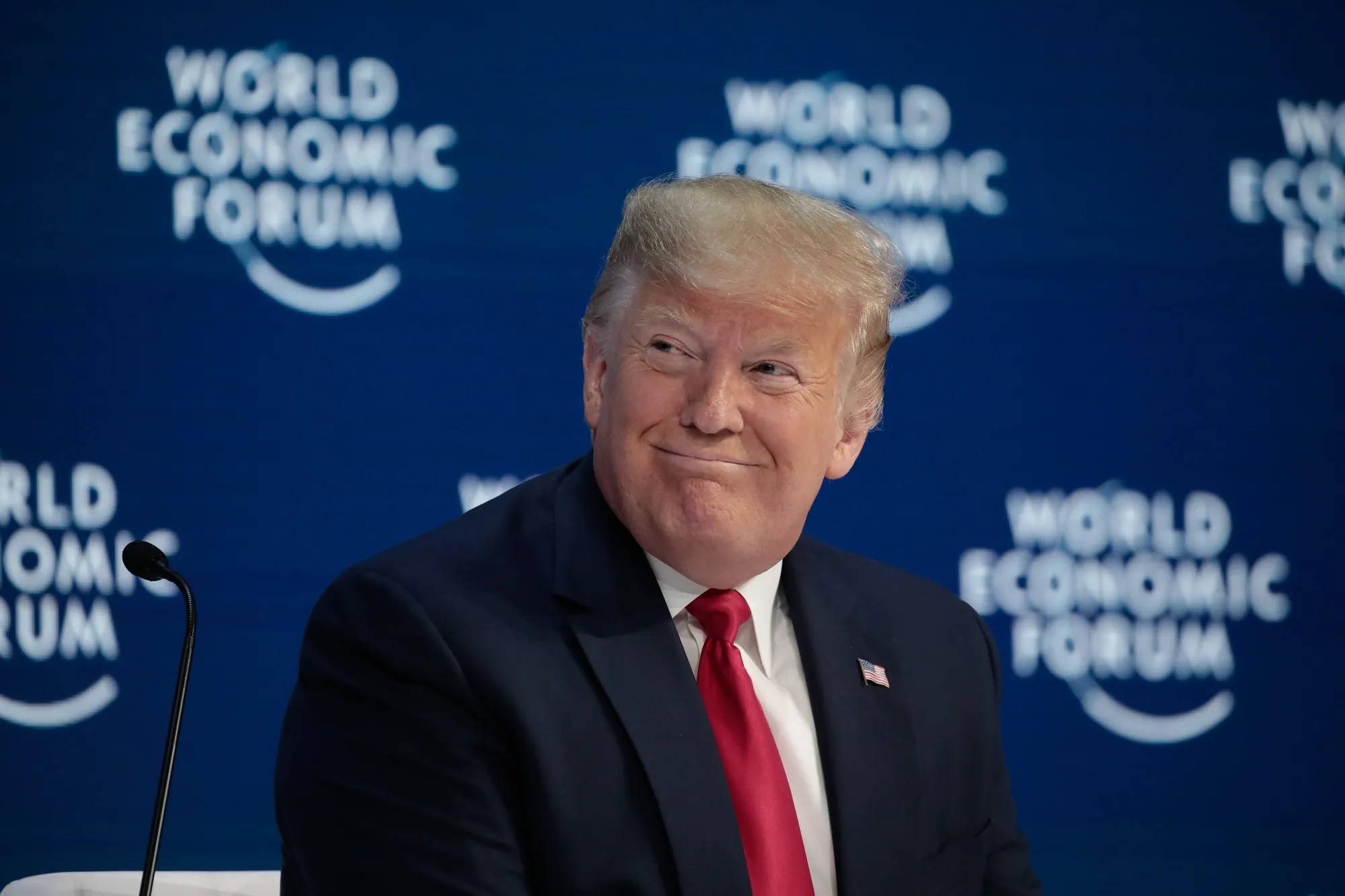 Donald Trump waits to deliver a speech&nbsp;on the opening day of the World Economic Forum in Davos on Jan. 21.