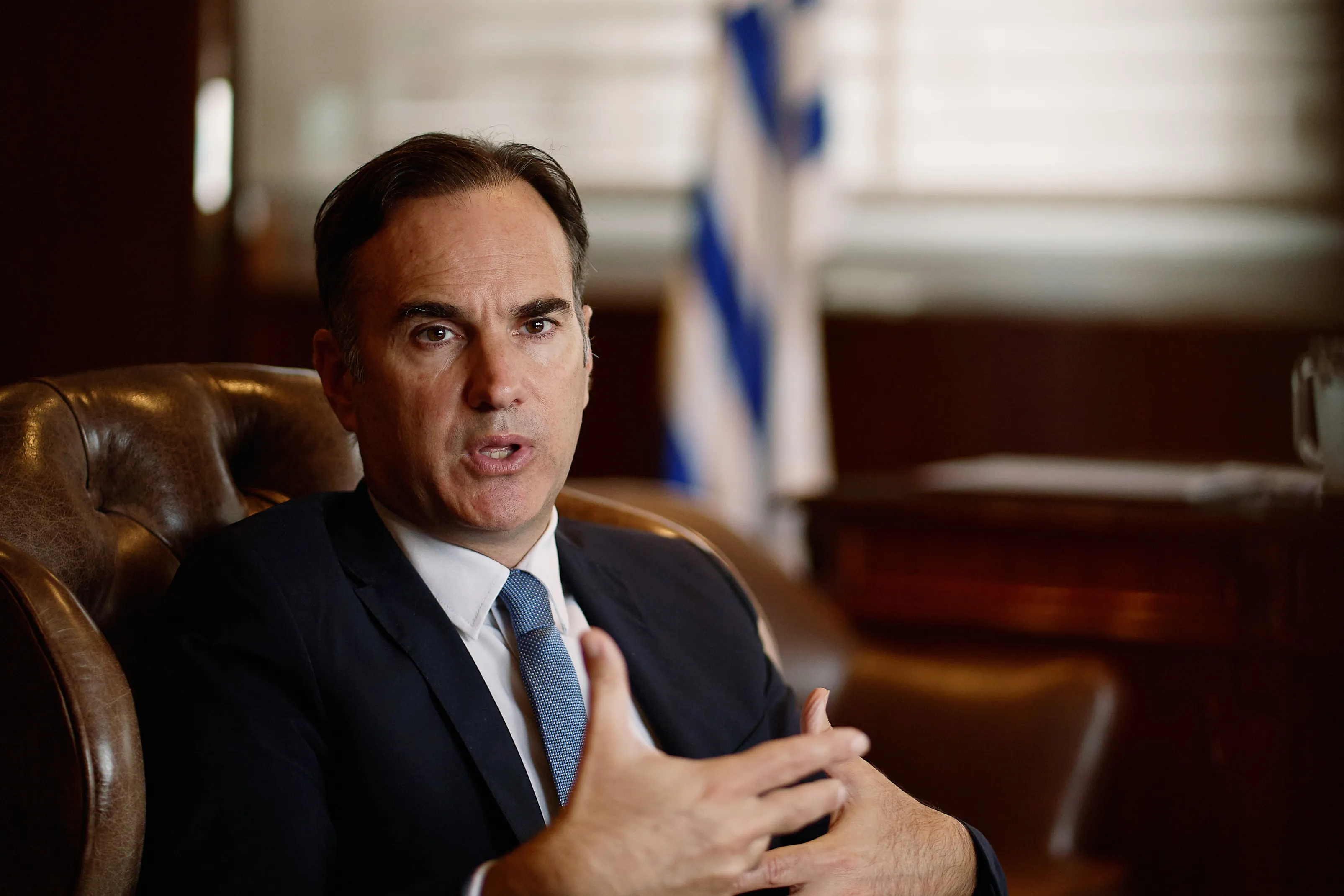 O presidente do Banco Central do Uruguai, Guillermo Tolosa, na sede do banco em Montevidéu, em 31 de março.
