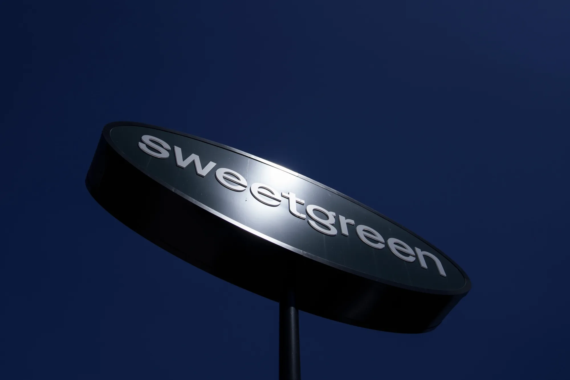 A sign for a Sweetgreen restaurant in Burbank, California, US, on Wednesday, Aug. 2, 2023. Sweetgreen Inc. released earnings figures on July 27.