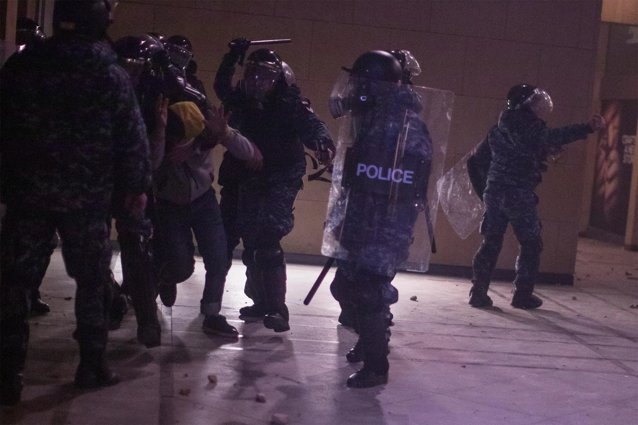 Protesters and riot police clash&nbsp;in Beirut, Lebanon on Jan. 22.
