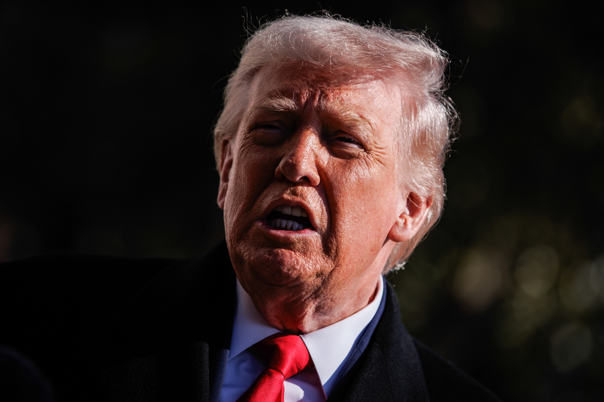 US President Donald Trump speaks to members of the media on the South Lawn of the White House before boarding Marine One in Washington, DC, US, on Friday, Feb. 13, 2026. The Trump administration is working to narrow its broad tariffs on steel and aluminum products that companies find difficult to calculate and the European Union wants reined in as part of its pending trade deal with the US, a person familiar with the matter said.