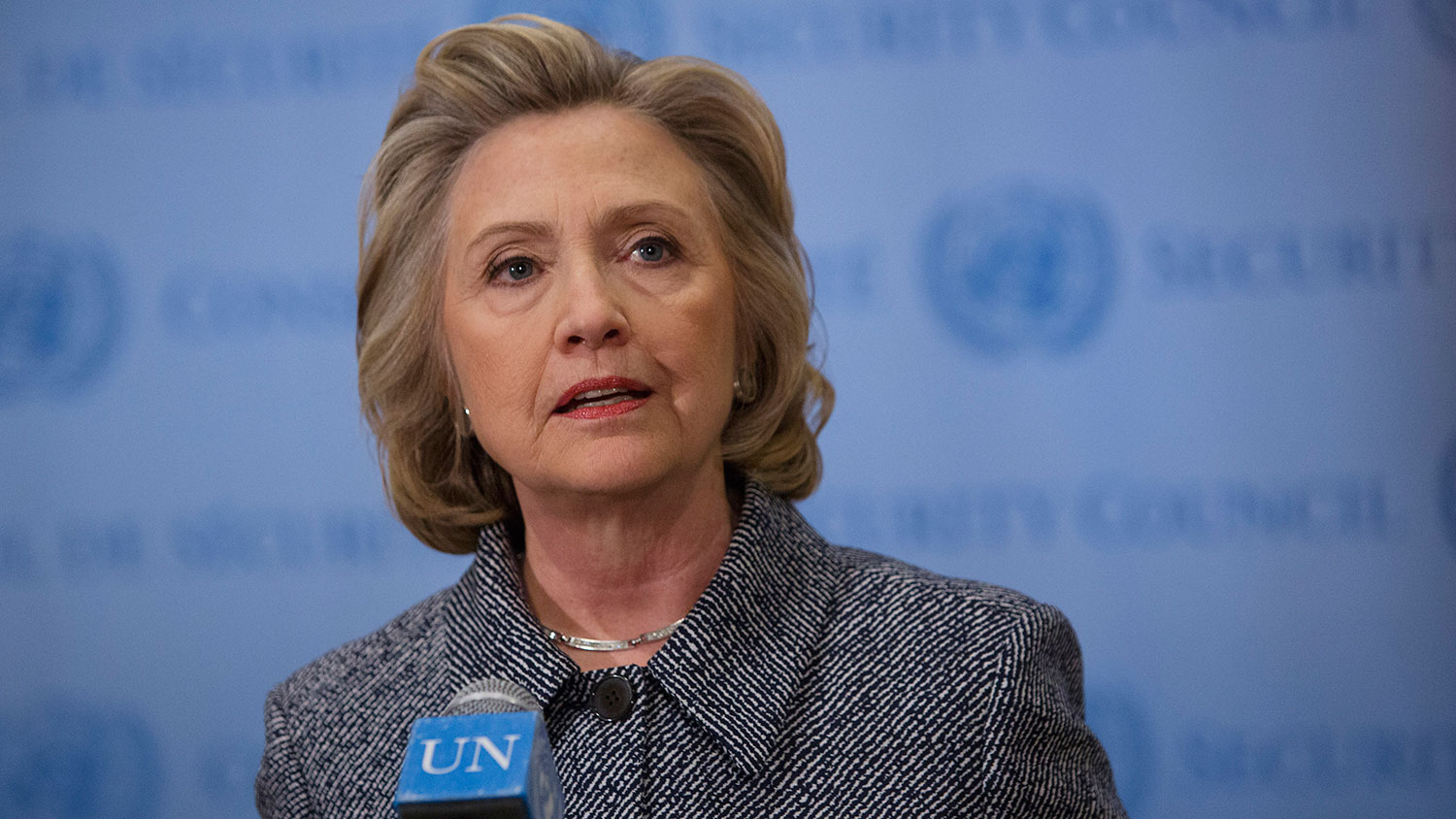 Hillary Clinton, former U.S. secretary of state, speaks during a news conference at the United Nations (UN) in New York, U.S., on Tuesday, March 10, 2015.
