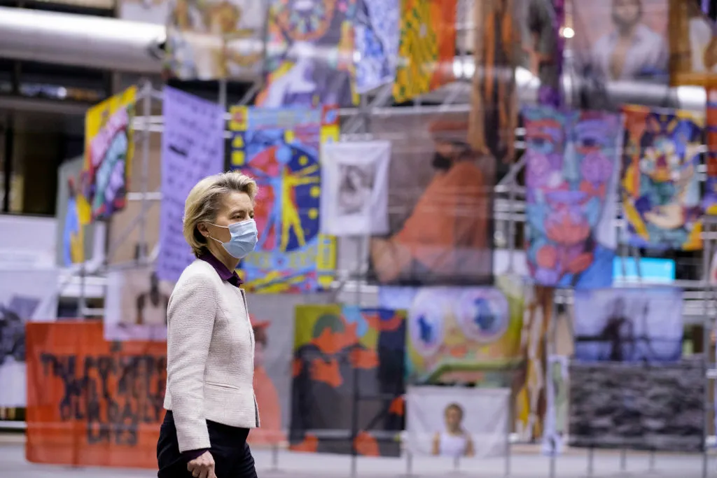 Ursula von der Leyen, president of the European Commission, looks ahead.