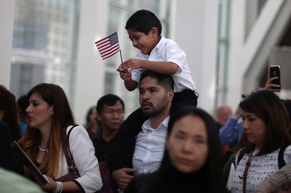 New U.S. citizens following a naturalization ceremony in Los Angeles. 