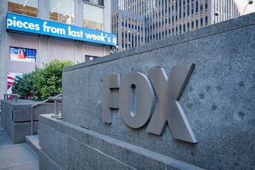 Marquee at the main entrance to the FOX News Headquarters at
